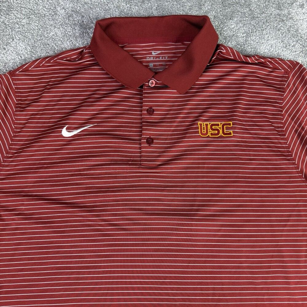 University Of Southern California Nike Shirt Men’s XXL Red Striped Short Sleeve